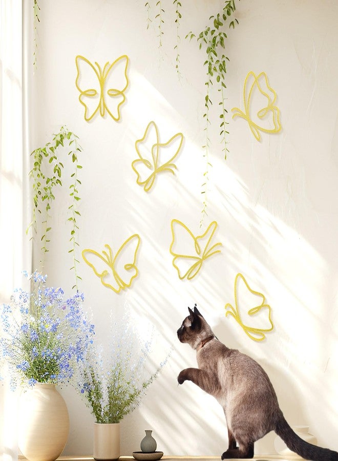 Bnesi 6 Pieces Linear Metal Butterfly Wall Art, Gold wall art for Living Room, Bedroom, Kitchen, Modern Wall Decor for Indoor Outdoor Wedding Birthday Party (Gold-style1) - Image 2